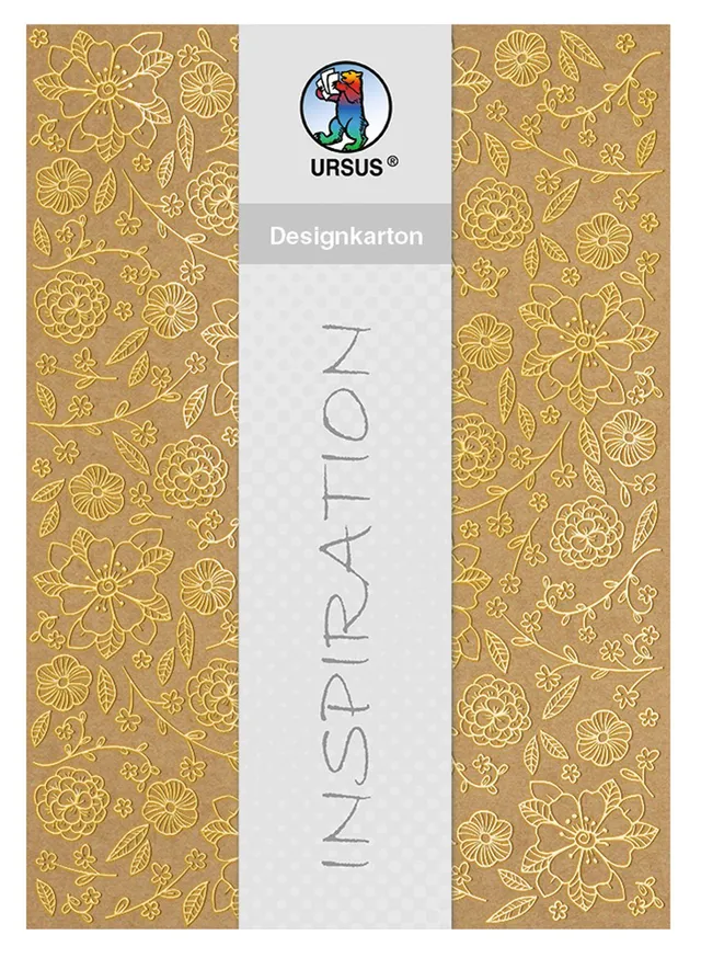 ursus-62384601f-selection-designkarton-blumen-gold-din-a4-250-g-qm-25-blatt image 1