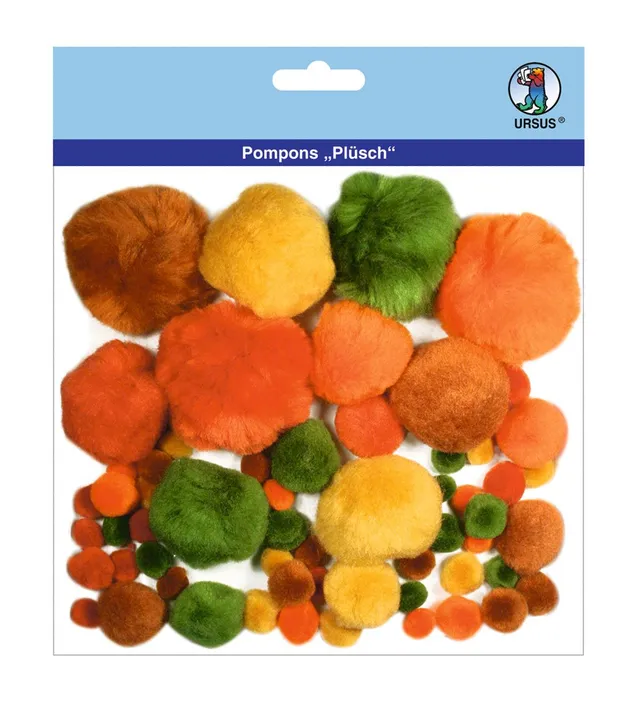 ursus-pompons-pl-sch-herbstfarben-60-st-ck-1-5-cm-zum-basteln image 1