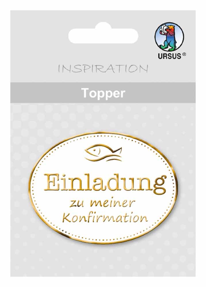 ursus-56700008-topper-einladung-zu-meiner-konfirmation-wei-gold-8-st-ck-6-5-x-7- image 1