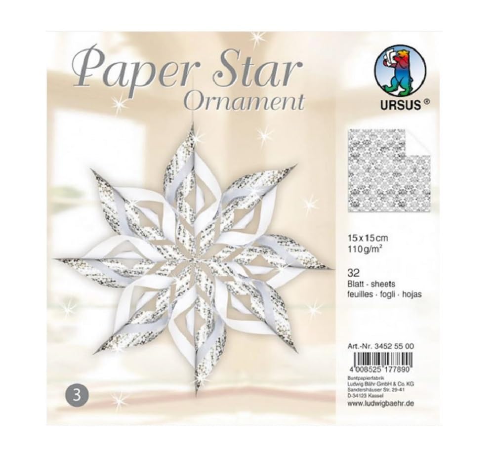 ursus-34535500-paper-star-ornament-3-bastelset-gold-32-blatt-15-x-15-cm-110-g-vo image 2