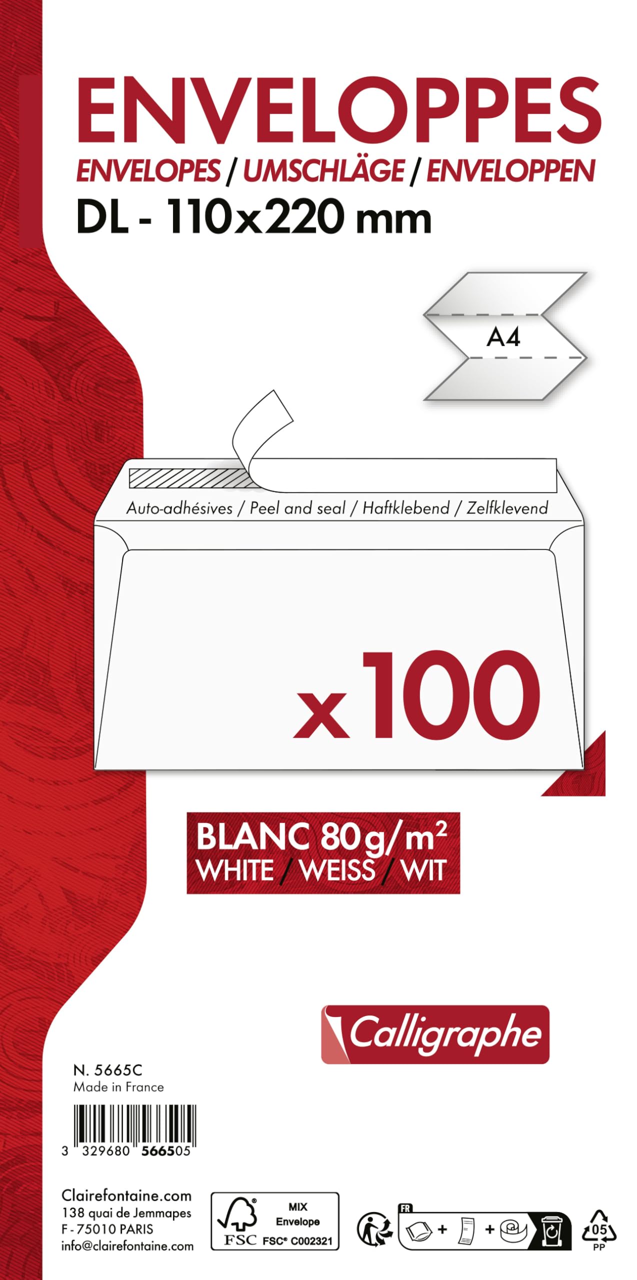 calligraphe-5665c-briefumschl-ge-dl-110x220-mm-selbstklebend-wei-100-st-ck image 3