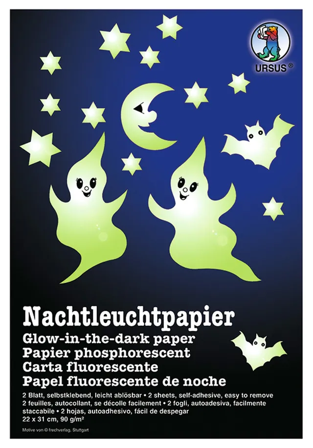ursus-nachtleuchtpapier-selbstklebend-22-x-31-cm-90-g-qm-2-blatt-fluoreszierend image 1