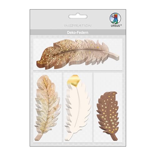 ursus-deko-papierfedern-natur-24-st-ck-mit-folienveredelung image 3