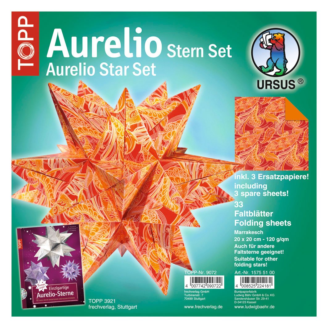 ursus-15405100-faltbl-tter-aurelio-stern-sternchen-rot-gold-33-blatt-20-x-20-cm- image 7