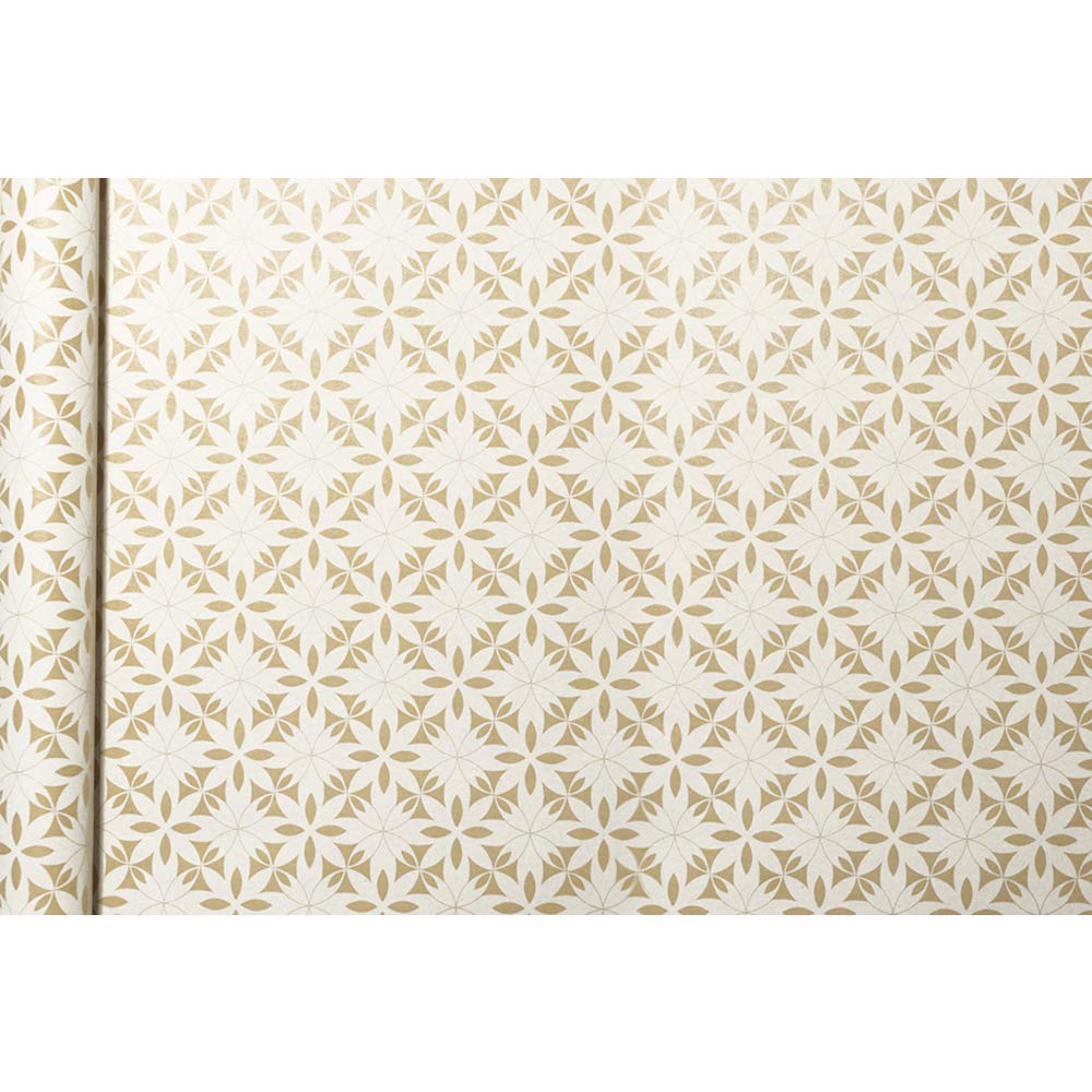 clairefontaine-tiny-rolls-geschenkpapier-kraft-blumen-gold-wei-5m-x-0-35m image 1
