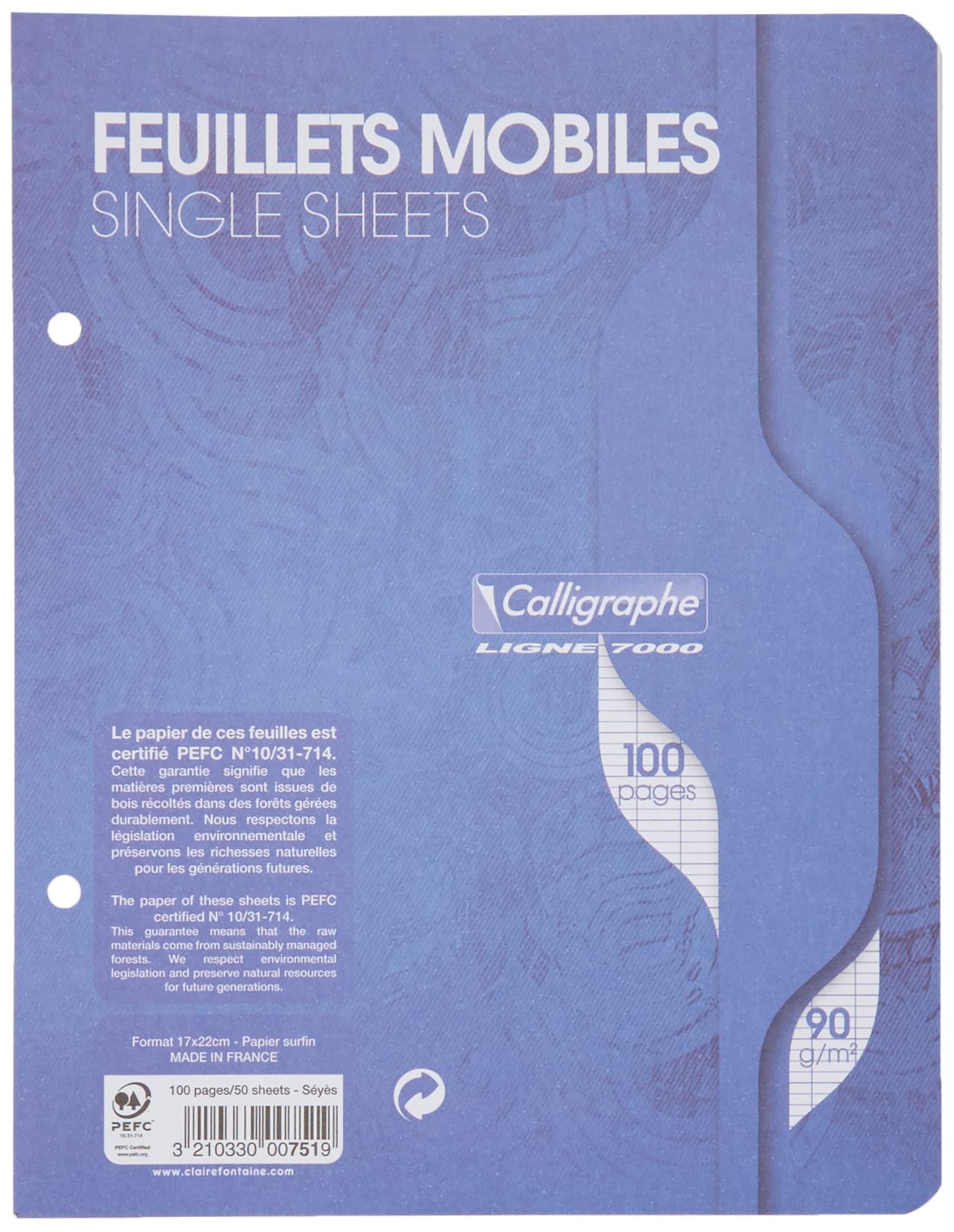 clairefontaine-calligraphe-751c-ringbucheinlagen-17-x-22-cm-sey-s-90g-wei-50-bla image 1