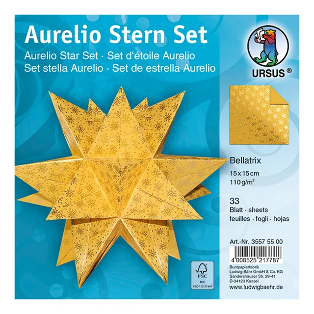 ursus-35575500f-faltbl-tter-aurelio-stern-bellatrix-gelb-gold-33-blatt-15-x-15-c image 1