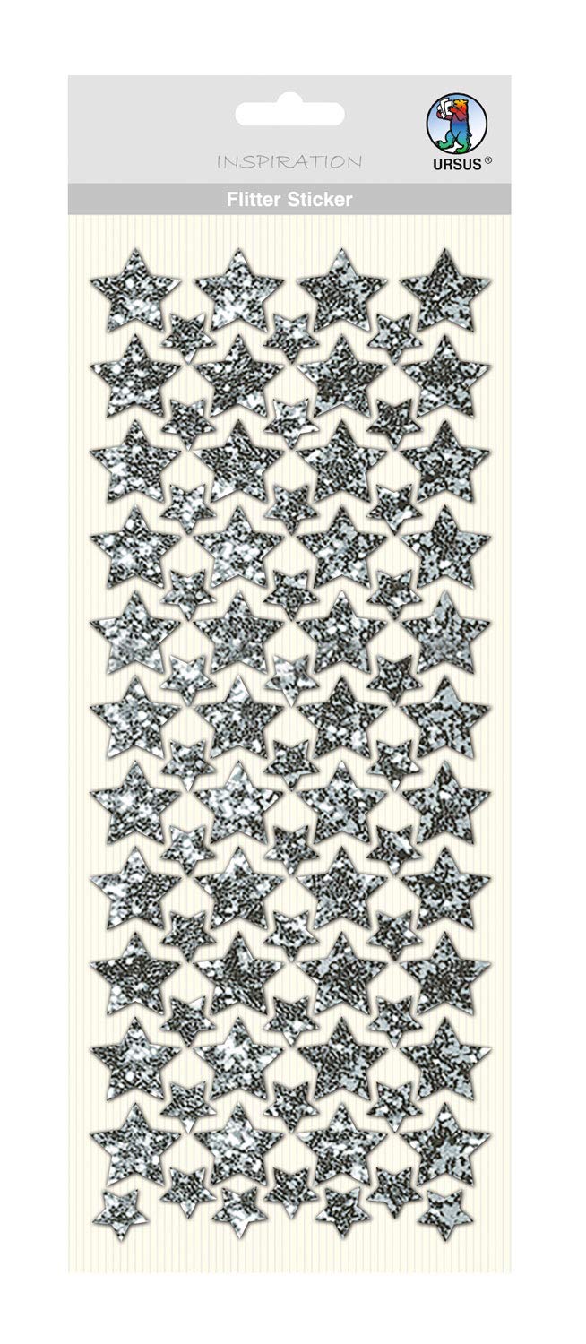 ursus-flitter-sticker-stern-silber-12-x-29-cm-selbstklebende-folienstoff-sticker image 1