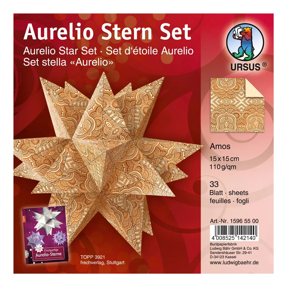 ursus-15965500-faltbl-tter-aurelio-stern-amos-beige-braun-15x15-cm-110g-33-blatt image 1