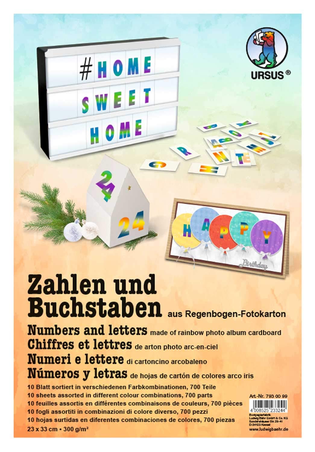 ursus-7930099-zahlen-und-buchstaben-regenbogen-fotokarton-300-g-qm-700-teile image 1
