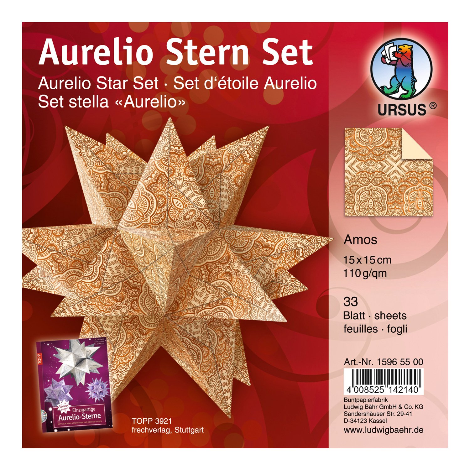 ursus-15965500-faltbl-tter-aurelio-stern-amos-beige-braun-15x15-cm-110g-33-blatt image 1