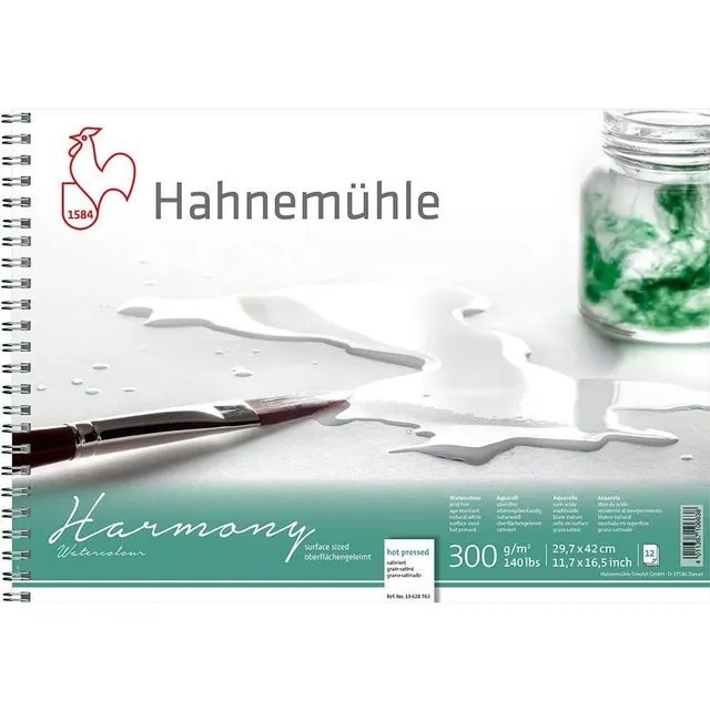 hahnem-hle-harmony-watercolour-satiniert-din-a3-spiralblock-300-g-m-12-blatt image 1