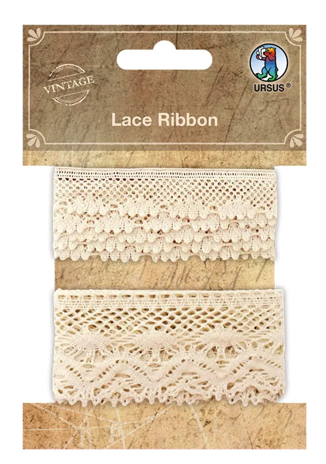 ursus-40570003-lace-ribbon-spitzenb-nder-2-stoffb-nder-creme-1-5-cm-und-3-8-cm-x image 1