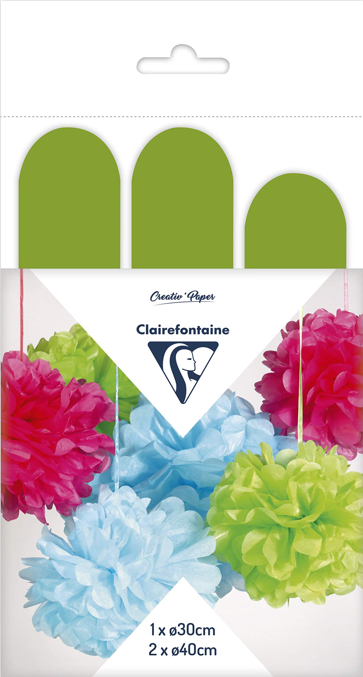 clairefontaine-395427c-set-mit-3-pompons-seidenpapier-30-40-cm-himmelblau image 8