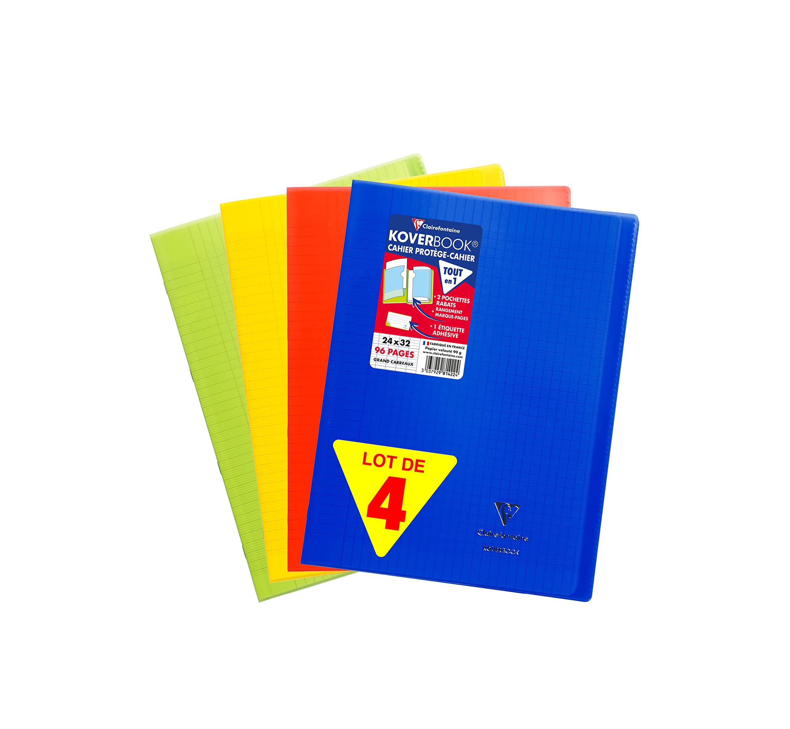 clairefontaine-981440amzc-koverbook-4-hefte-a4-48-blatt-seyes-90g-sortiert image 1