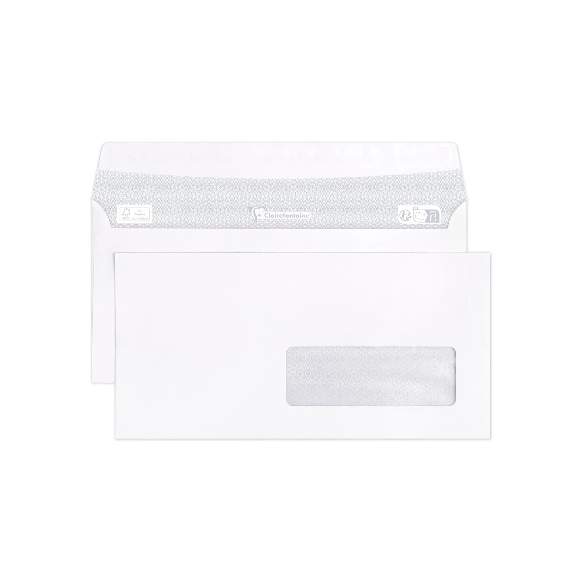 clairefontaine-109055c-umschl-ge-dl-110x220-mm-selbstklebend-90-g-wei-mit-fenste image 1