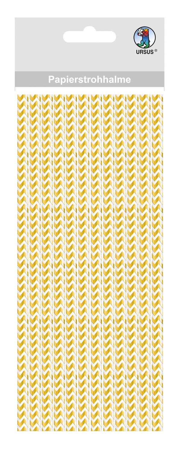 ursus-56850007-papierstrohhalme-mit-chevron-gold-folie-gr-e-s-19-5-cm-24-st-ck image 1