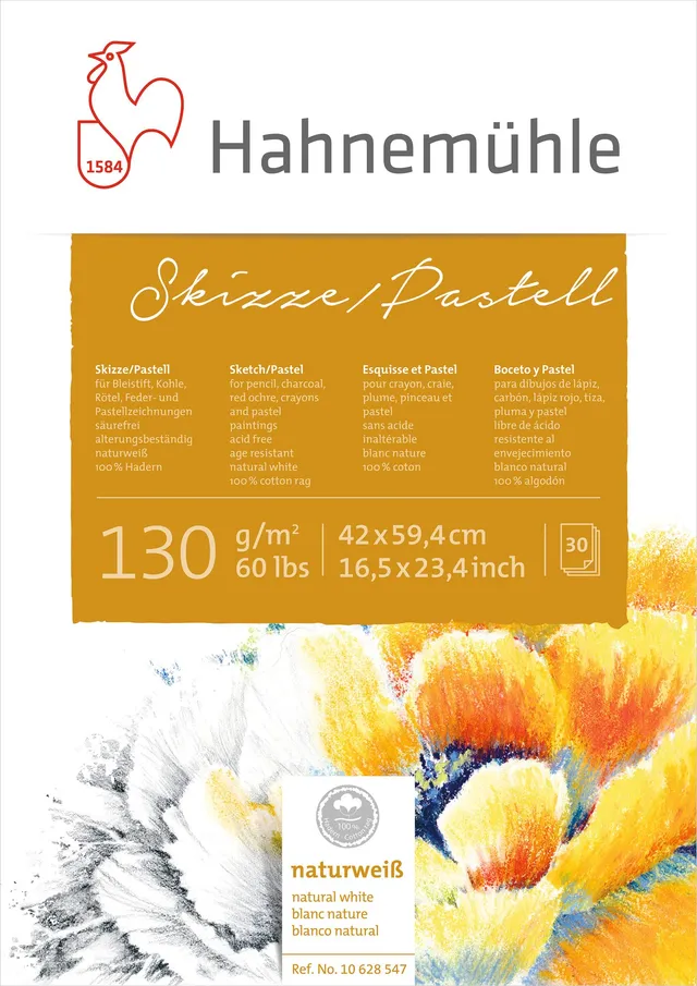 hahnem-hle-skizze-pastellblock-din-a2-naturwei-feink-rnig-130-g-m-30-blatt image 1