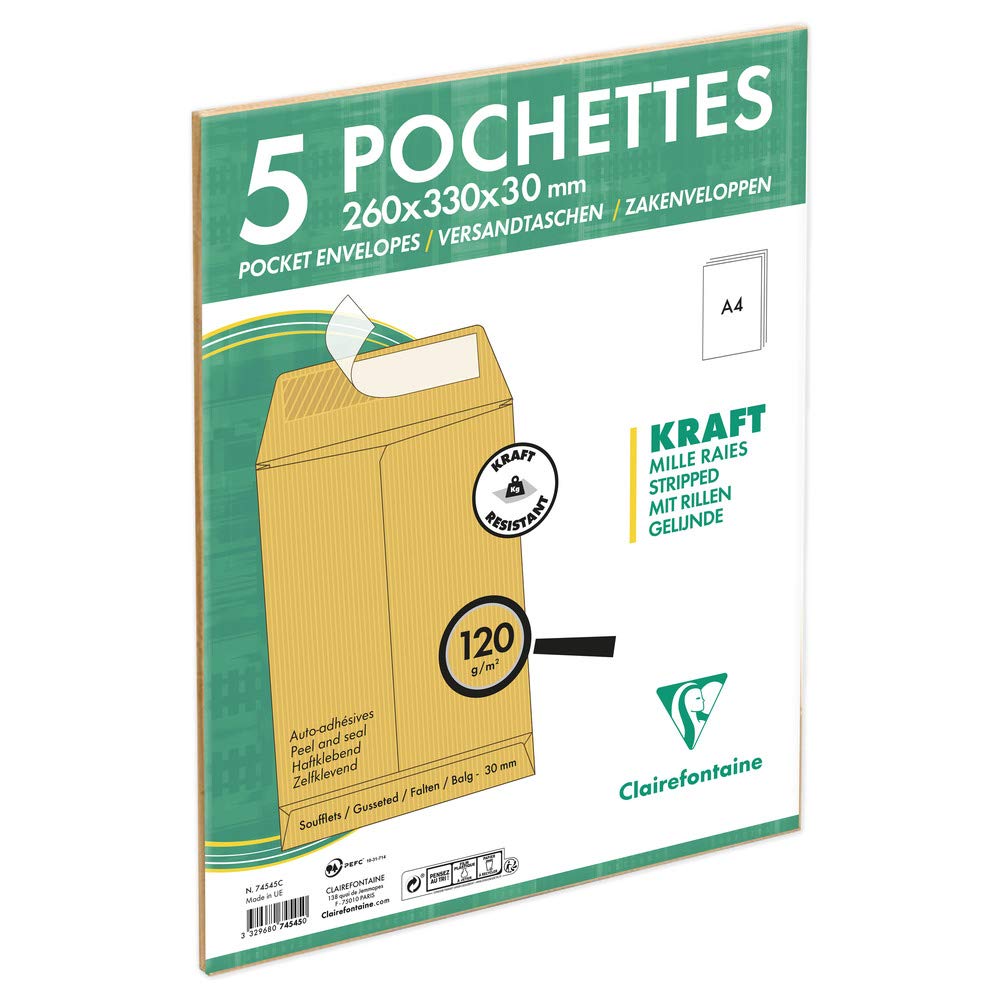 clairefontaine-174505c-versandtaschen-kraftbraun-c4-229x324-mm-120-g-5er-pack image 6