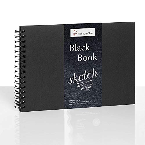 hahnem-hle-black-book-skizzenbuch-a5-querformat-250-g-m-30-blatt-schwarz-spiralb image 6