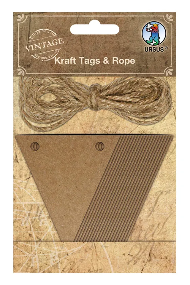 ursus-40650005-kraft-tags-rope-wimpelkette-kraftpapier-20-wimpel image 1