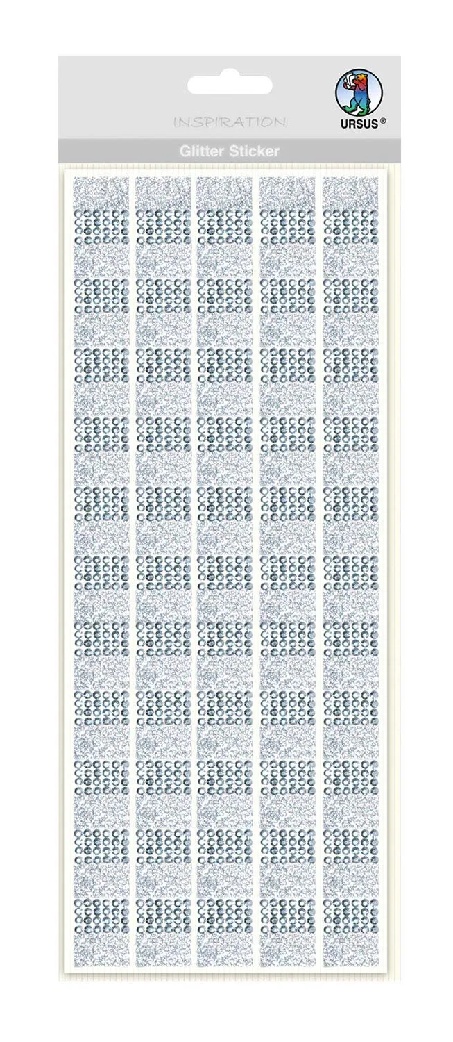 ursus-59460001-glitter-sticker-silber-selbstklebende-schmuckstein-streifen image 1