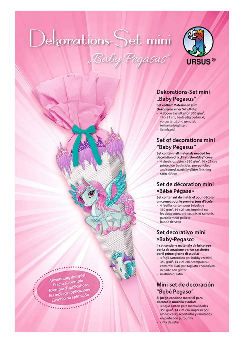 ursus-dekorationsset-mini-baby-pegasus-f-r-schult-te-41-x-15-cm image 1