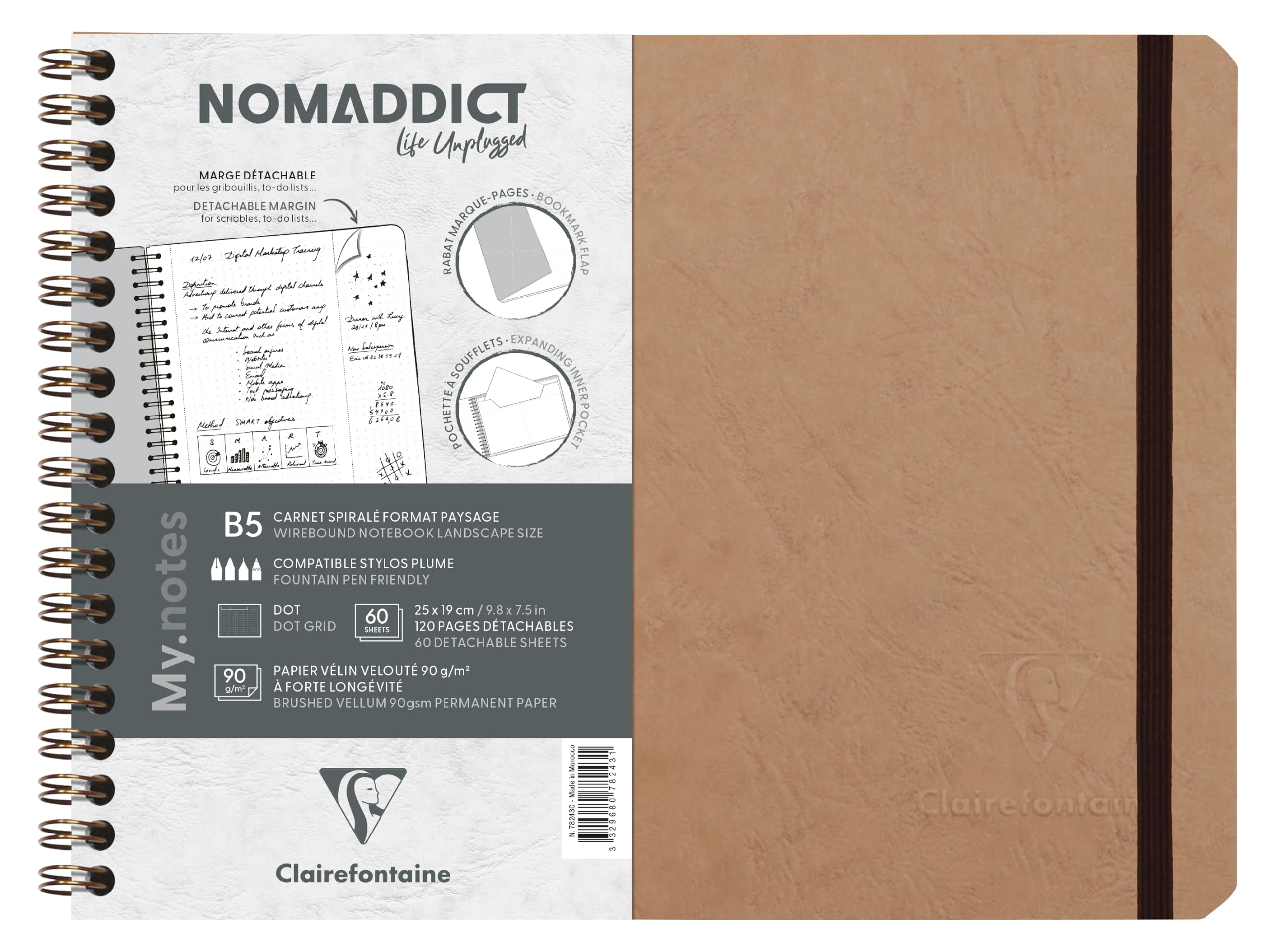 clairefontaine-age-bag-my-notes-spiralbuch-25x19-cm-dot-60-blatt-90g-tabakbraun image 1