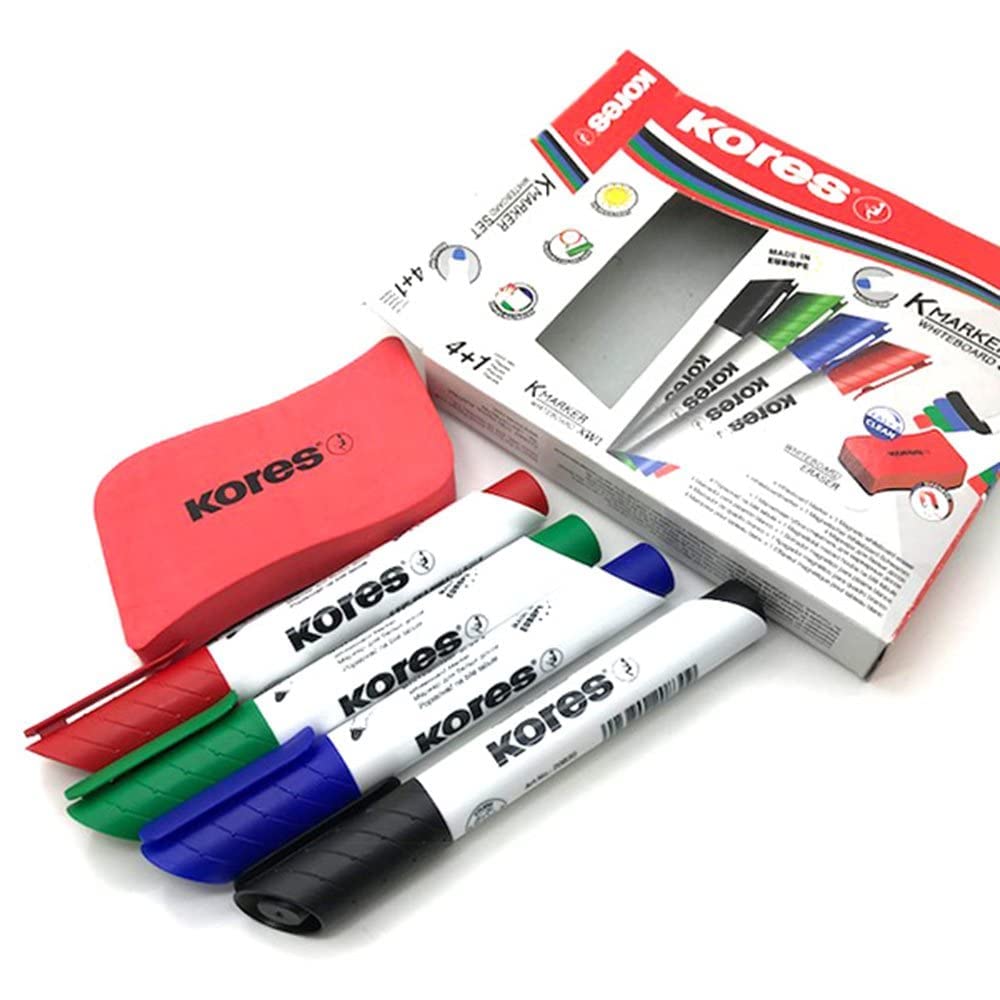 kores-k-marker-xw2-whiteboard-marker-set-4-farben-magnet-l-schschwamm-keilspitze image 2