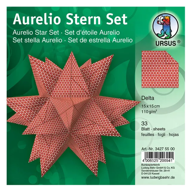 ursus-34275500-faltbl-tter-aurelio-stern-delta-wei-rot-33-blatt-15-x-15-cm image 1