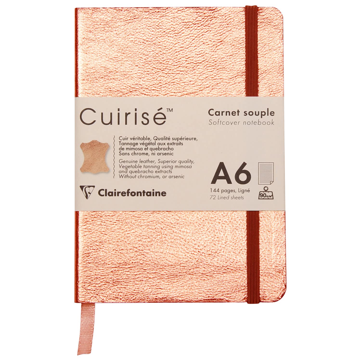 clairefontaine-age-bag-notizbuch-din-a6-kupfer-leder-softcover-blanko-144-blatt image 2