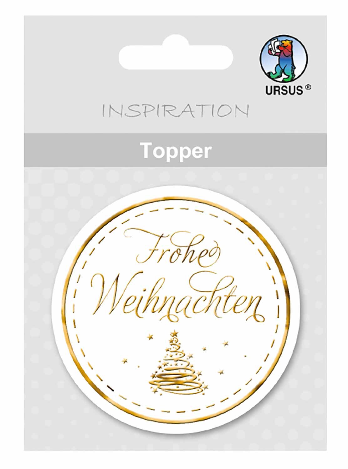 ursus-topper-frohe-weihnachten-wei-gold-6-5-cm-8-st-ck image 1