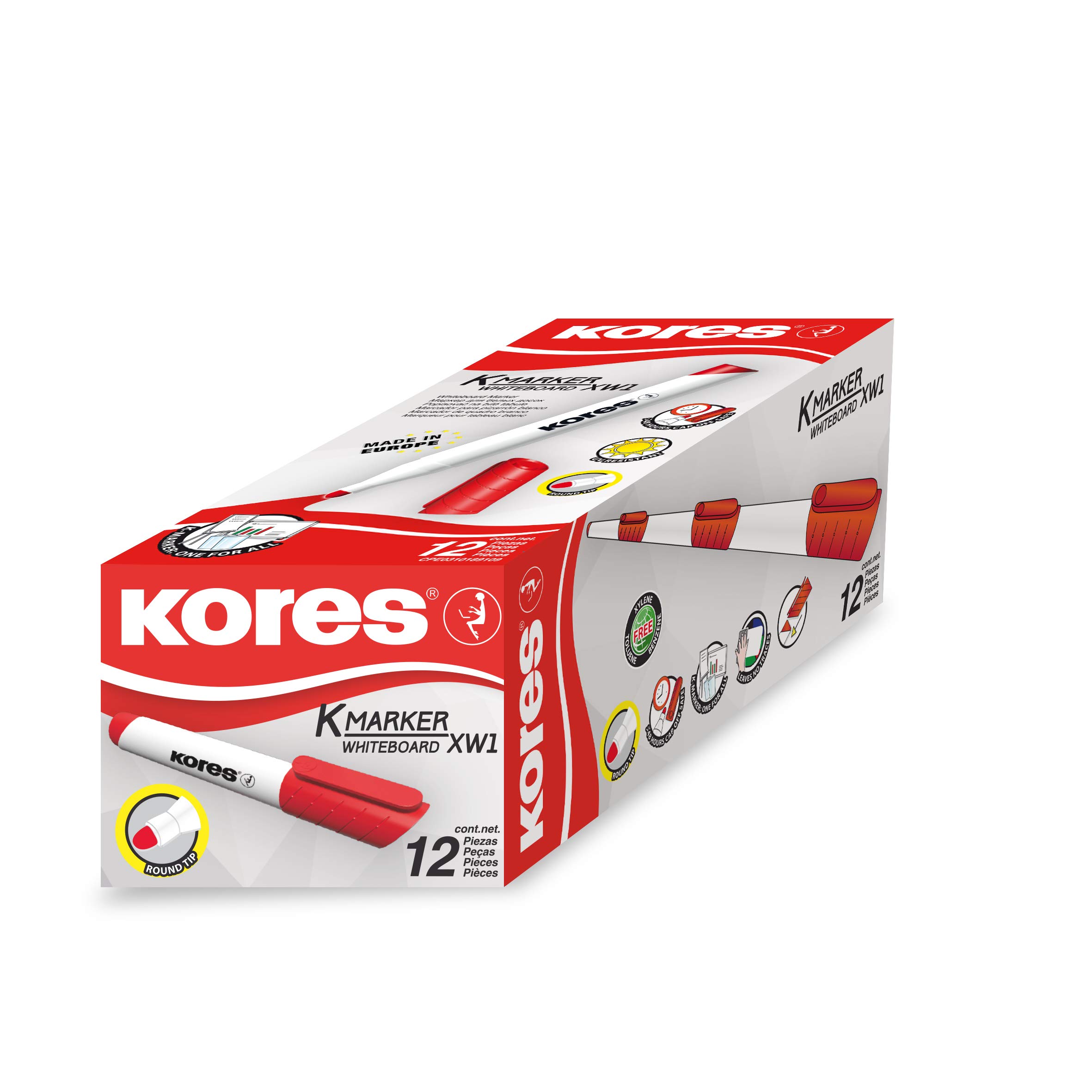 kores-whiteboard-marker-keilspitze-3-5-mm-12-st-ck-rot image 3