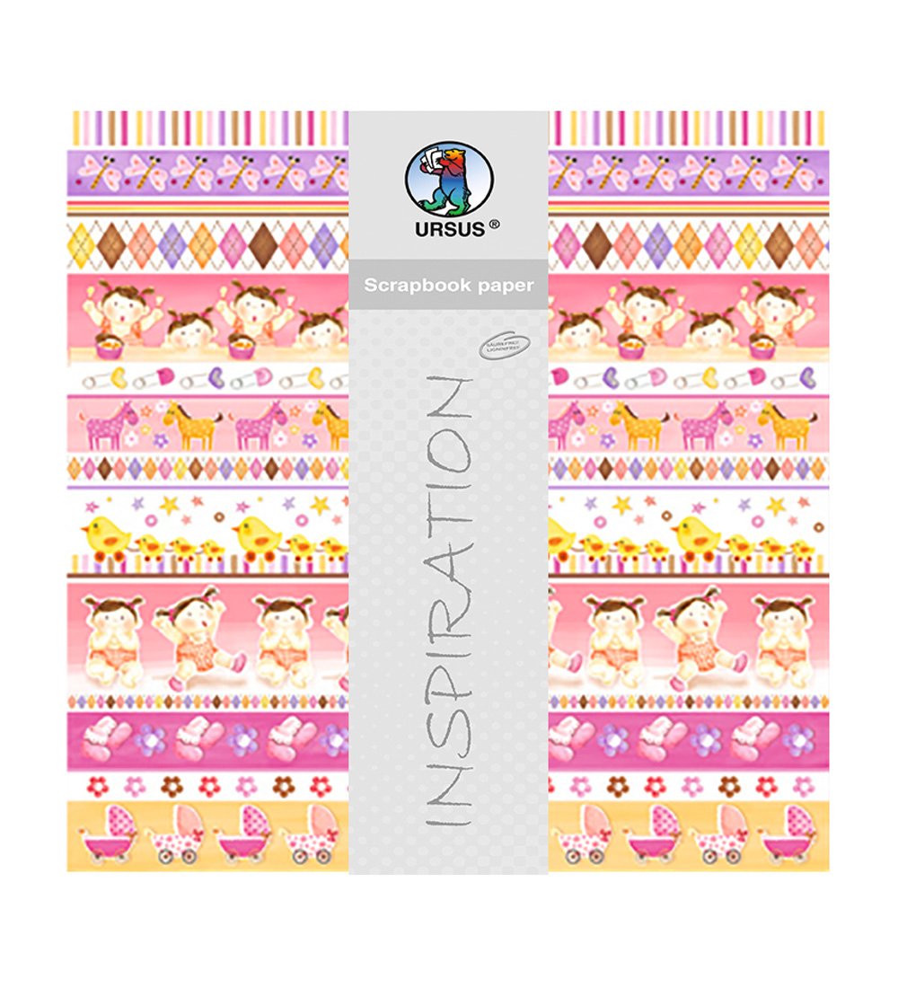 ursus-703000106-premium-glitter-scrapbook-paper-baby-girl-30-5-x-30-5-cm-5-blatt image 1