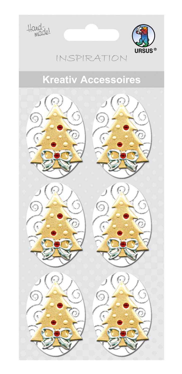 ursus-56400076-kreativ-accessoires-weihnachtsbaum-gold-selbstklebend-sticker-f-r image 1