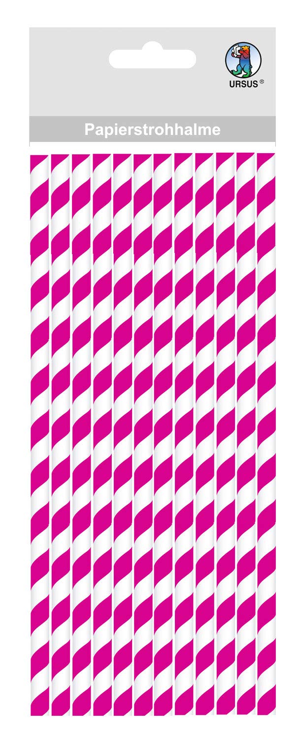 ursus-56760005-papierstrohhalme-streifen-eosin-gr-e-m-19-5-cm-16-st-ck image 1