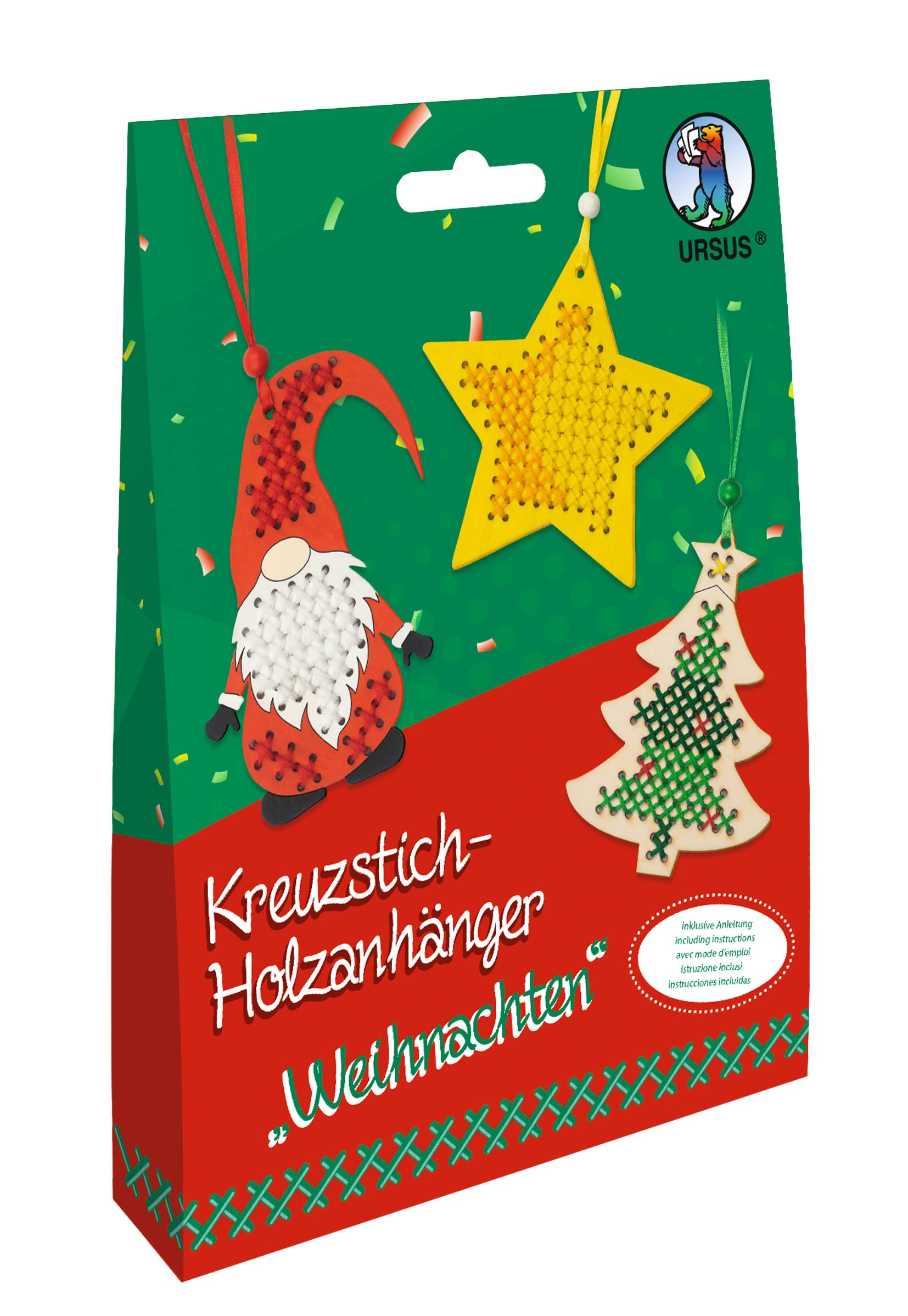 ursus-21440004-kreuzstich-anh-nger-holz-weihnachten-bastel-set-3-anh-nger-ca-10- image 1
